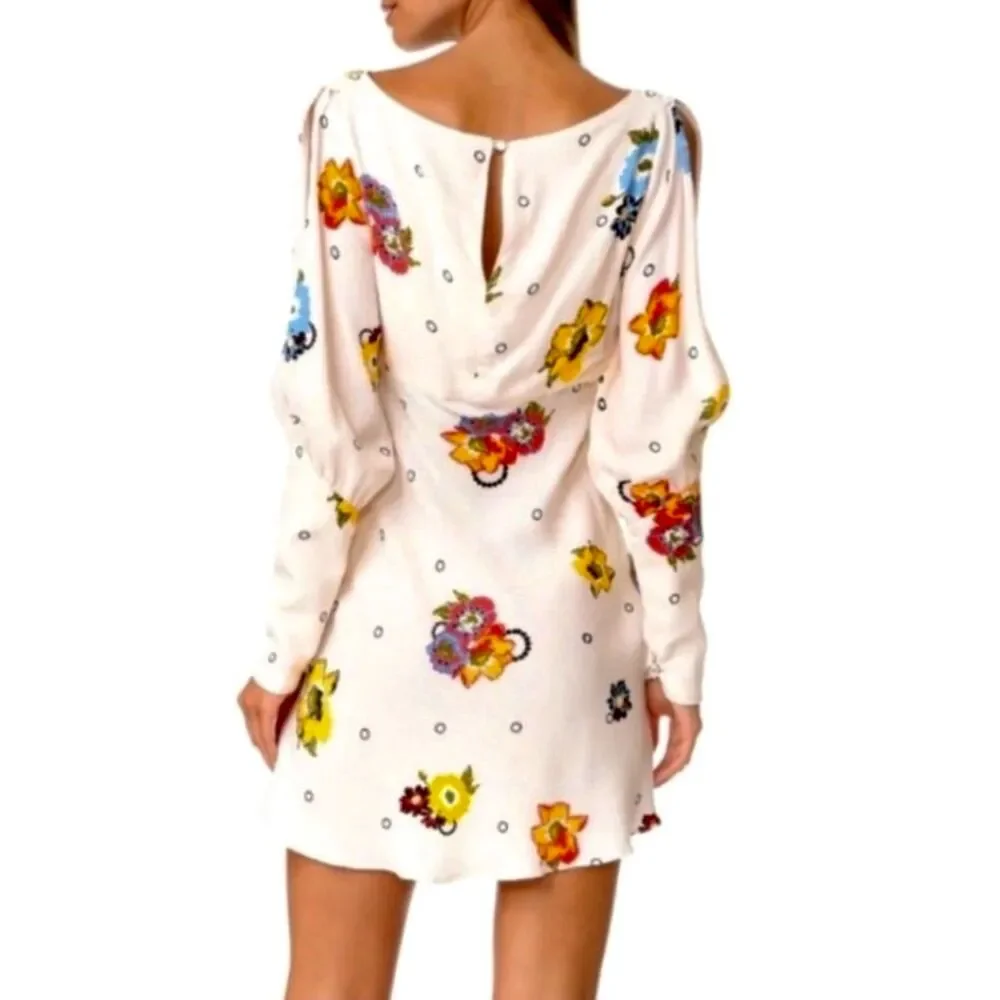 Free People Sunshadows Mini Dress Ivory Combo Boho Y2K  Hippie Indie Sz 4 $148